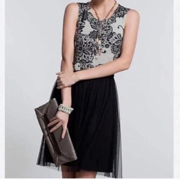 NWT Anthropologie Weston Wear Sparrow Black Ivory Wool Tulle Dress - Picture 1 of 13